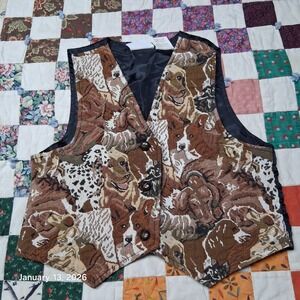 Vintage In Design Dog Tapestry Suit Vest Youth Size 10